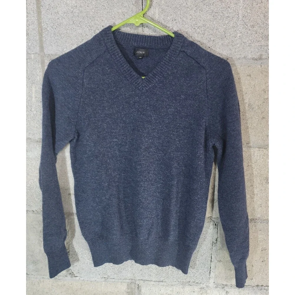 J. CREW Long Sleeve Crew Neck Wool Lambswool Men's Sweater Navy Blue Size XS